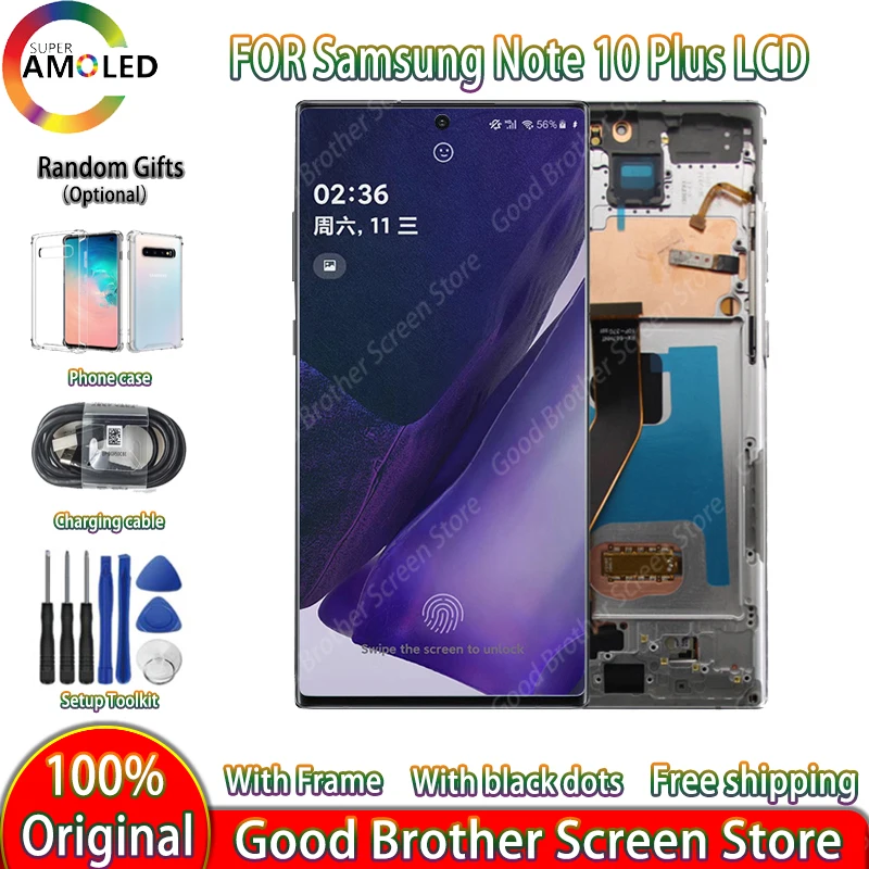 Оригинальный AMOLED-экран 6,8 дюйма для Samsung Galaxy Note 10 Plus, дисплей Note10 + N975 N975F N975U, ЖК-дисплей с сенсорным экраном и дигитайзером с рамкой