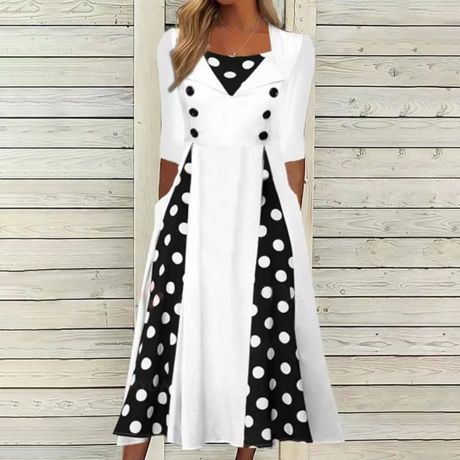 

Женский повседневный летний сарафан средней длины с квадратным вырезом и коротким рукавом