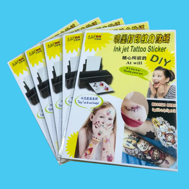 

100 Sets DIY Skin Temporary Tattoo Paper A4 Blank Printable Transfer Sheet with Adhesive Backing for Inkjet Printers Wholesale