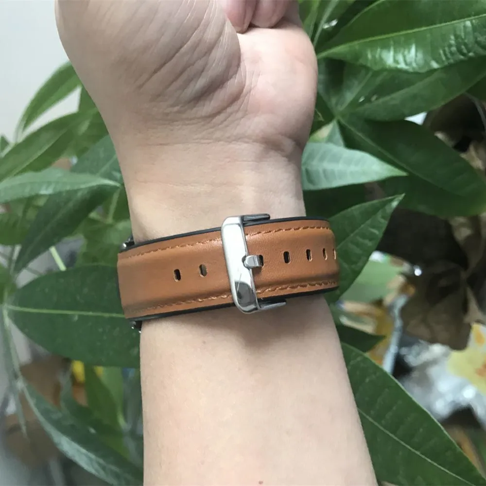 Watch Band Genuine Leather +Silicone Strap For Amazfit GTR 47mm Watch Strap Replacements For Huawei GT Watch Mens Strap