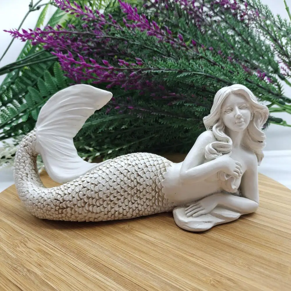 

Resin Mermaid Statue Decor Waterproof Painted Craft Home Ornament Desk Decoration Fairy Garden Miniatures Decor Fairy Garden