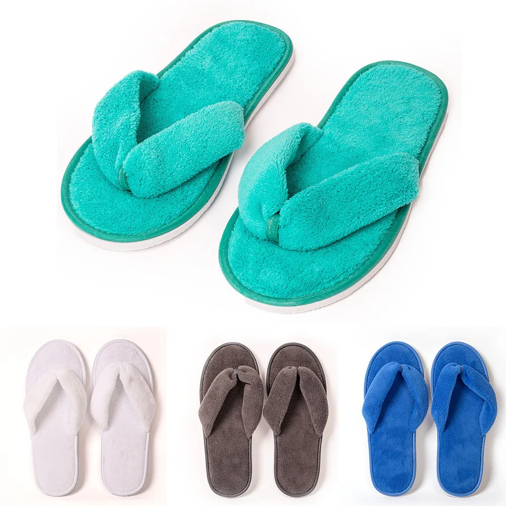 

1 Pair Soft Men Women Slippers Travel Home Hospitality Flip-Flops Disposable Shoes SPA Guest Slides Hotel Slippers