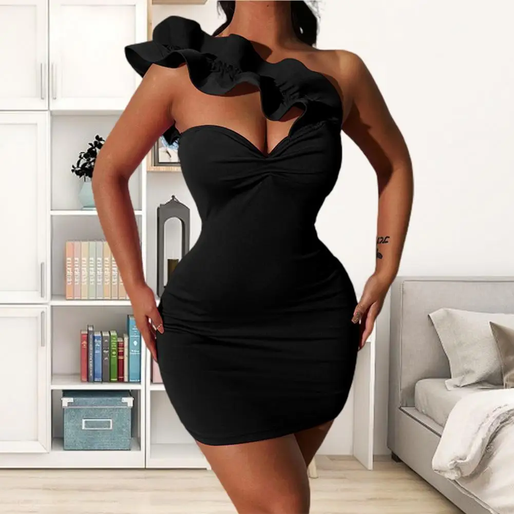 

Summer Elegant Casual Women's Dresses Ruffle Irregular Ruched Bust Slim Fit Summer Women Dress for Evening Party