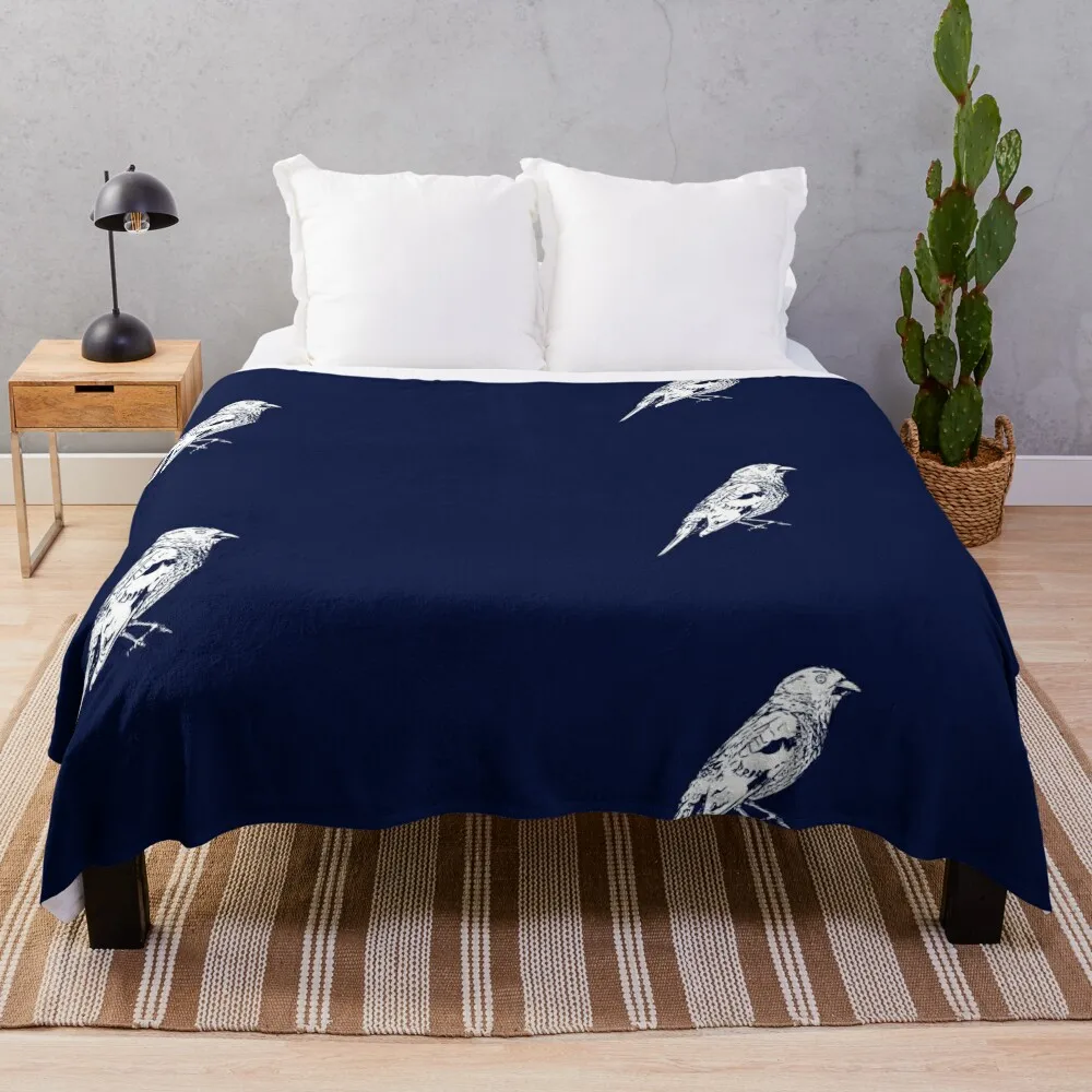Черная голова Grosbeak белое дизайнерское одеяло термобелье для путешествий детские