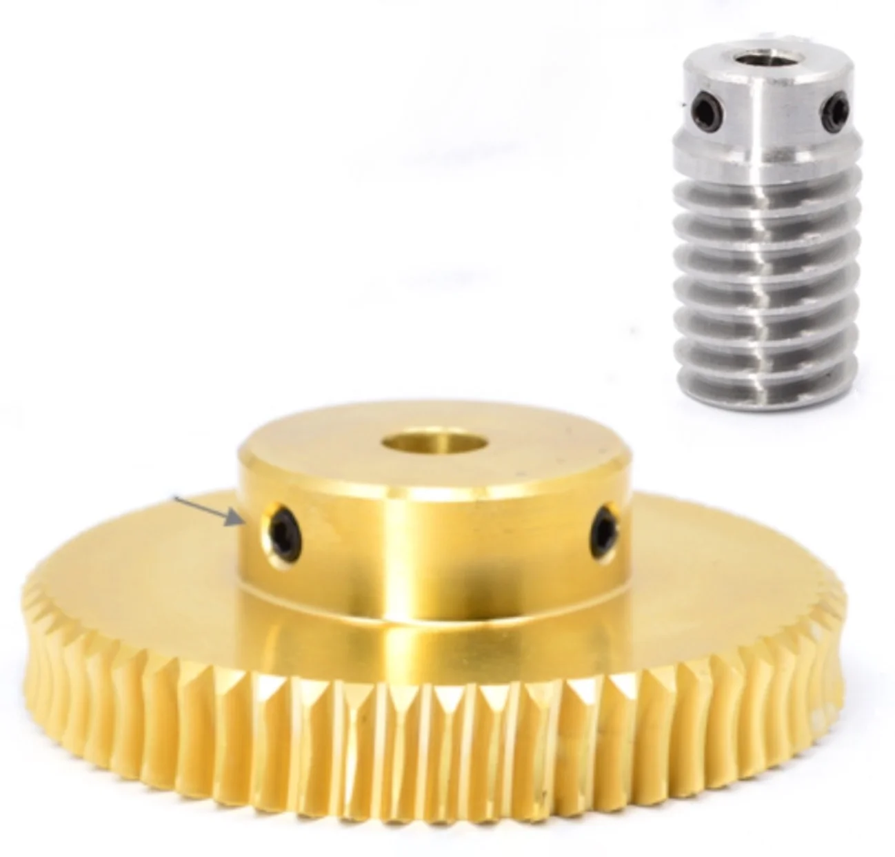 

1M-60Teeths Reduction Copper Worm Gear Reducer Transmission Parts Gear Hole:10mm Rod Hole:10mm
