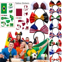 2022 qatar world cup girls headband 10pcs flags sticker body waterproof kids hair accessories bar club rave party kids hairband