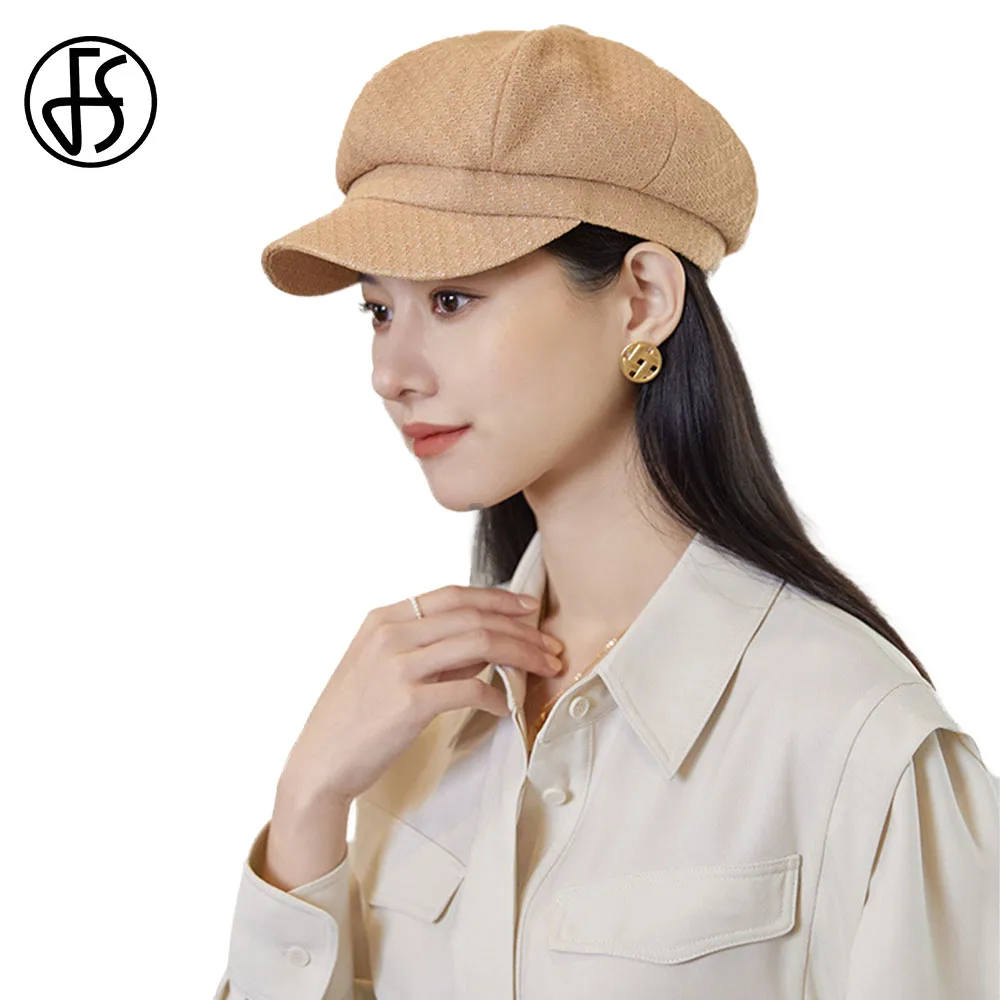 

FS Summer Octagonal Hats For Women Fashion Light Sunbonnet Ladies Holiday Travel Sun Protection Newsboy Hat Peaked Cap Japanese