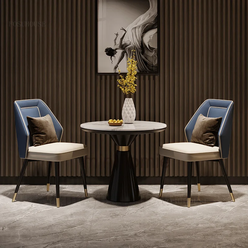 

Lounge Minimalist Home Furniture Leather Dining Chair Bedroom Makeup Chair Nordic Floor Restaurant Backrest Furniture WWH35YH