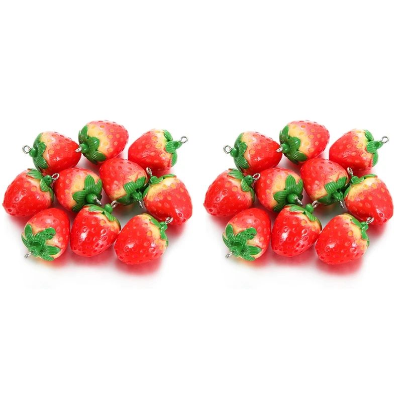 

3D Resin Strawberry Charms Beads Hanging Pendant DIY Crafts Decoration for Jewelry Making Necklaces Earrings Keychain