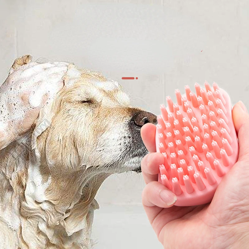 

Pet Bath &amp Massage Brush, Great Grooming Comb for Dogs, Cats, Soft Rubber Bristles Gently Removes Loose