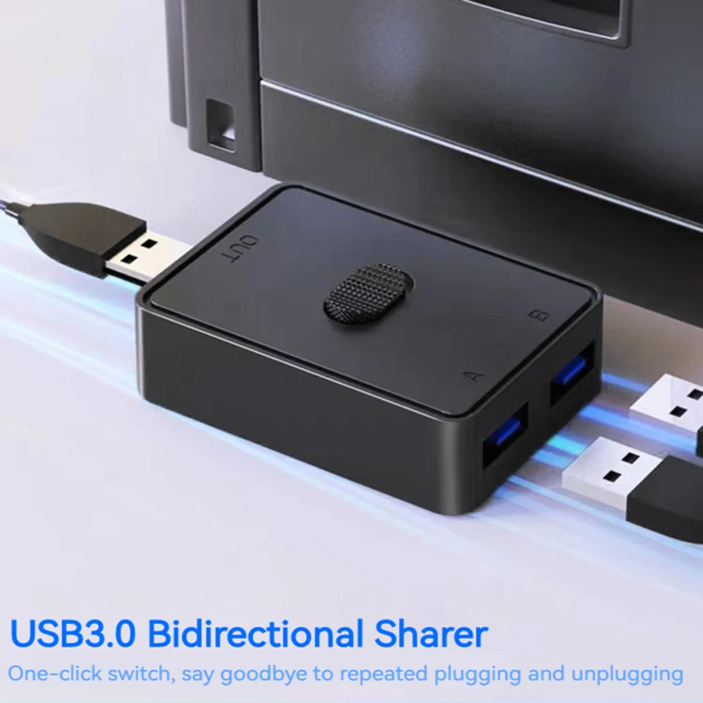 

KVM USB HUB 5Gbps USB 3.0 Switcher Selector 2 in 1 Out KVM Switch USB 3.0 Two-Way Sharer for Printer Keyboard Mouse Sharing