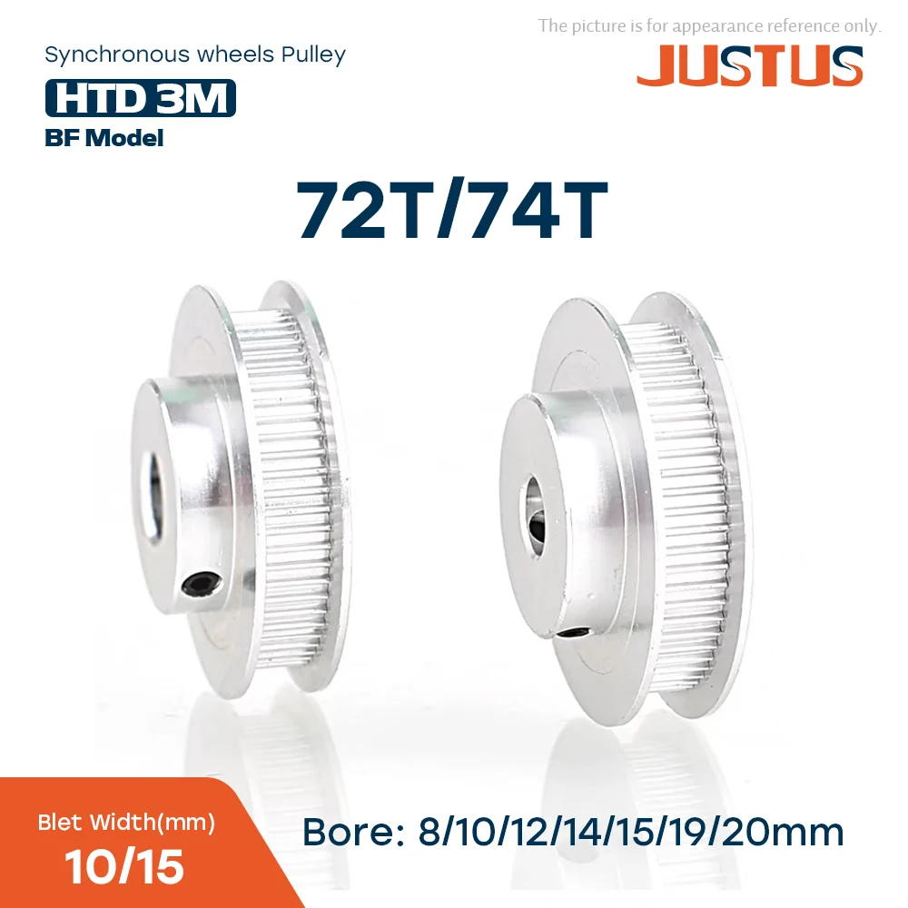 

3D Printer Parts 3M Timing Pulley 72/74 Tooth Teeth Bore 8/10/12/14/15/19/20mm Synchronous Wheels Width 10/15mm Belt