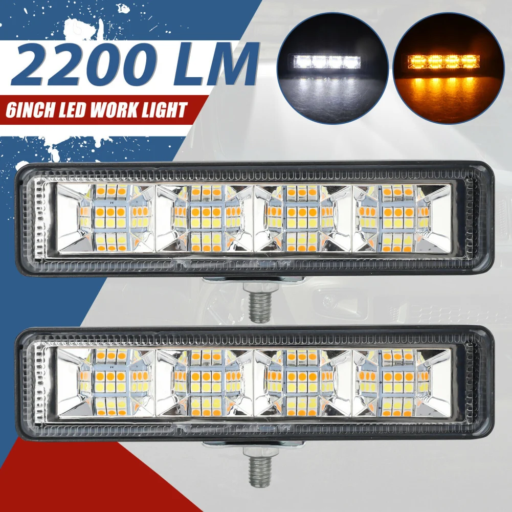 

2pcs 6'' Led Work Light Bar Flood Fog Lamp Driving Lights 72W 12V 24V 24 LEDs LED Working Bar for Offroad SUV ATV Tractor Trucks