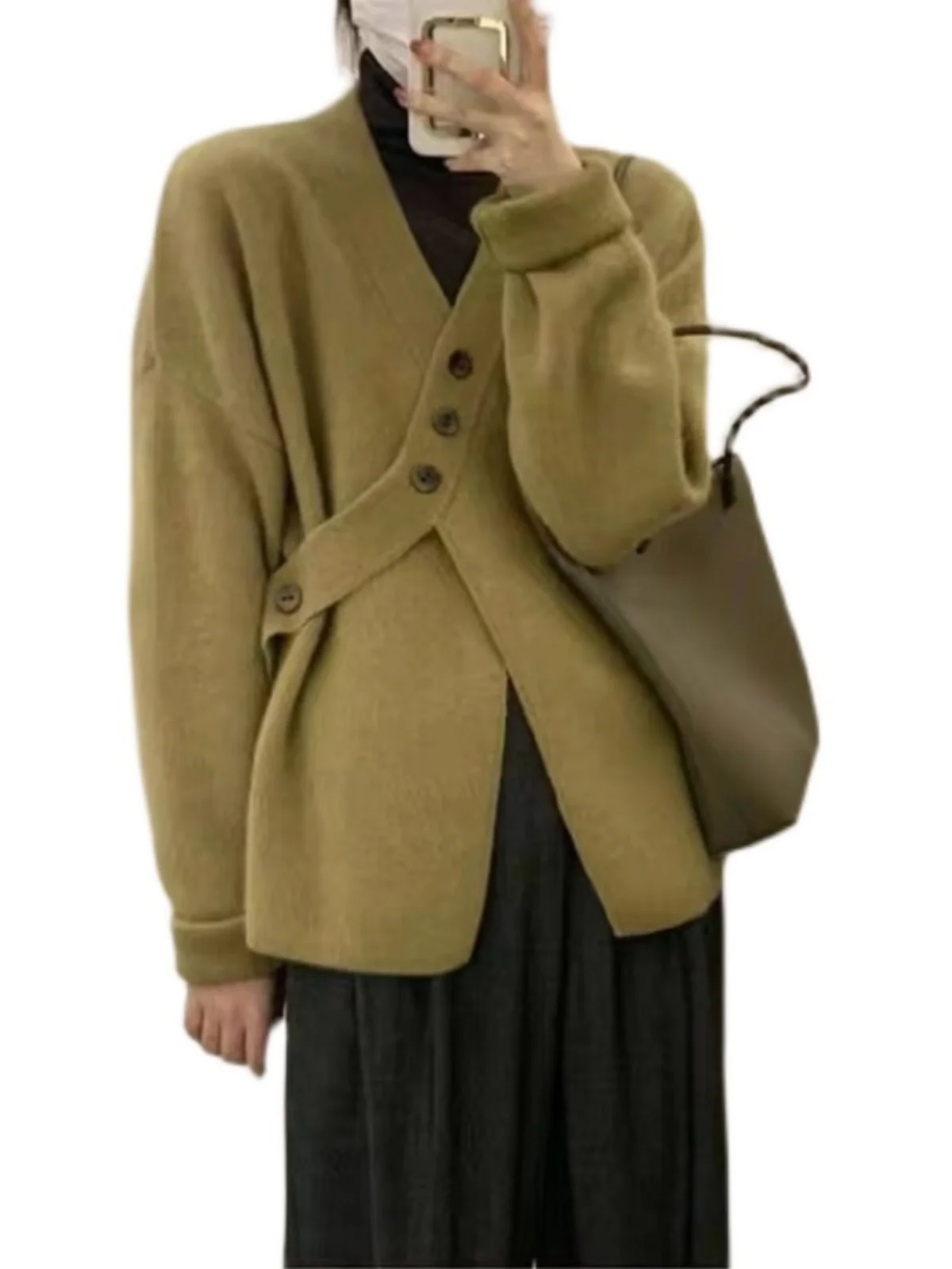 O'moey Южная Корея Dongdaemun новинка зимы 2023 маленький дизайн с v-образным вырезом