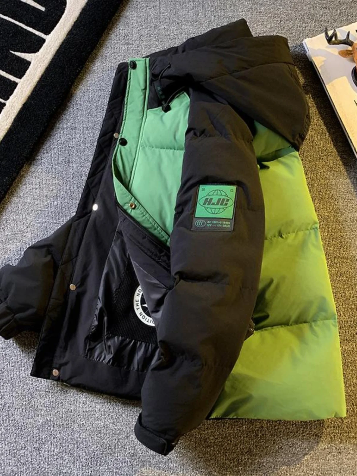 Hcjp American Functional Wind Cargo Down jacket Men's Winter Outdoor Fashion Brand Warm Hood Windproof Jacket Outerwear