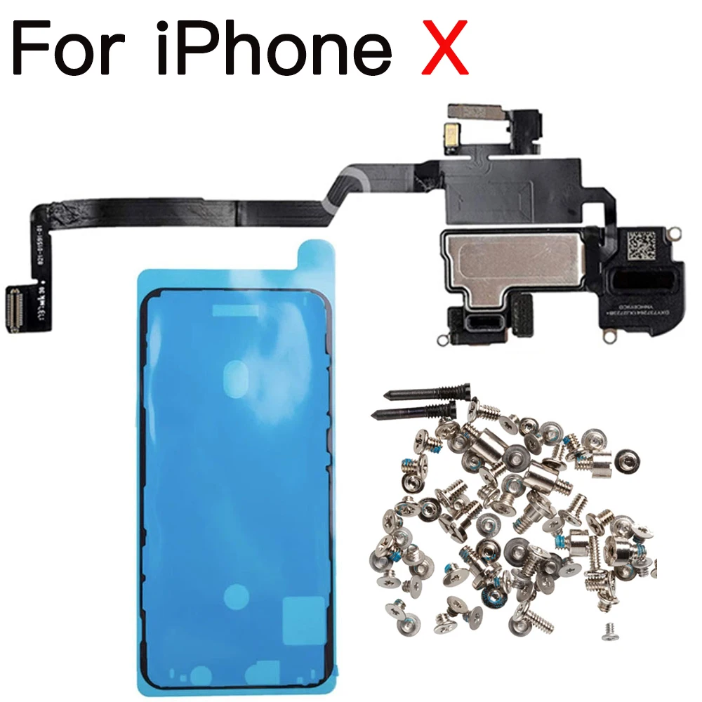 Earpiece Speaker Sound Flex + Waterproof Sticker Full Screws Set For iPhone 7 8 Plus X XR XS 11 Pro Max Top Ear Speaker images - 6