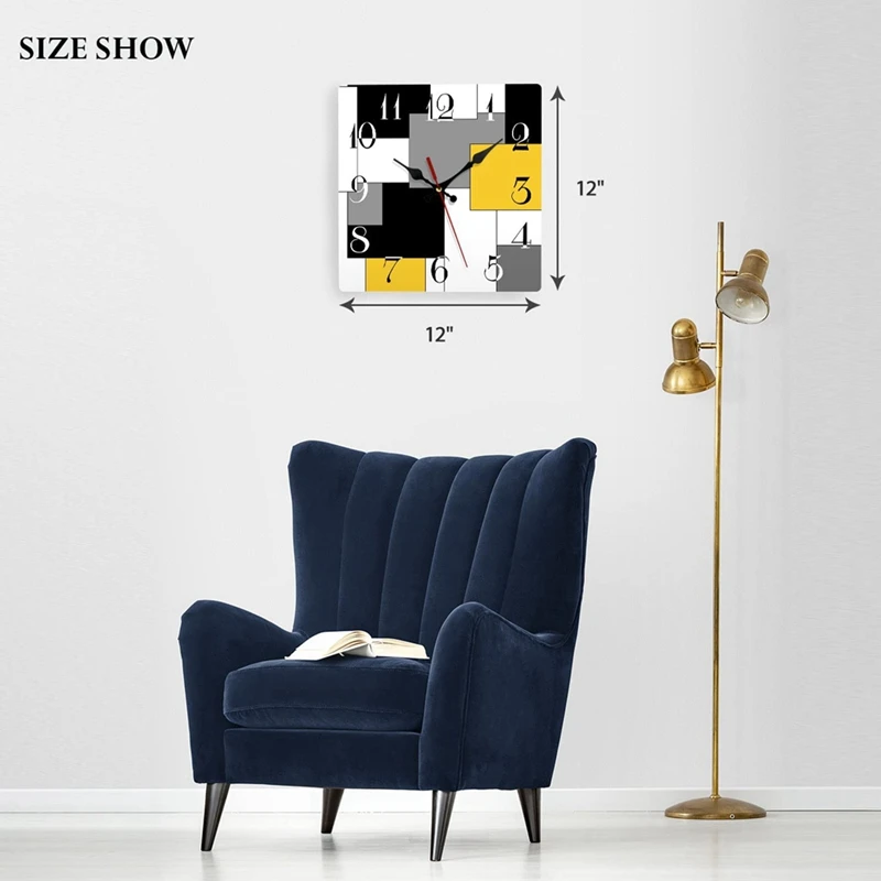 Цельные настенные часы бесшумные не тикающие абстрактные геометрические