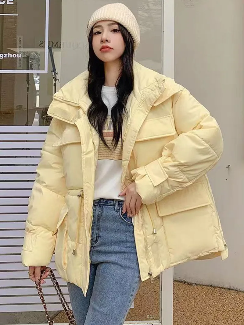 Winter Tooling Hooded Cotton-padded Jacket Women's 2023 Korean Version Candy Color Loose Warm Down Cotton Padded Jacket enlarge