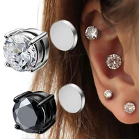magnetic clip earrings for women men round crystal zircon ear stud earrings punk gothic non piercing earring fashion jewelry