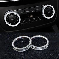 2pcs crystal car ac climate control volume knob covers decor rings silver bling car accessories interior for mercedes c m cls gl