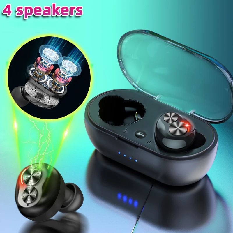 TWS Wireless Earphone Bluetooth 5.0 Earbud Touch In-ear 9D Stereo Sports Waterproof Hifi Headset LED display w/Mic