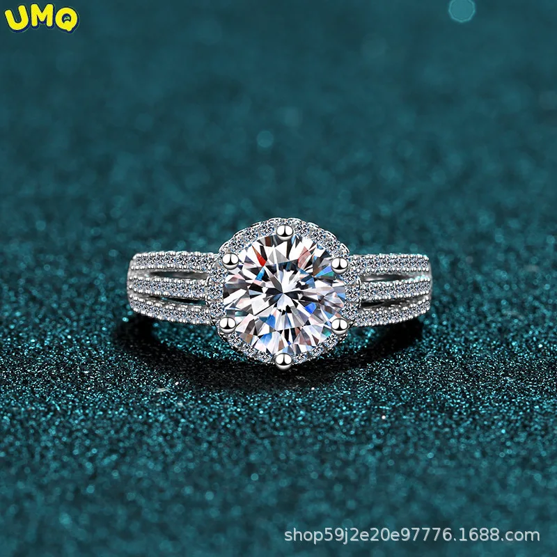 

3.0 Carats Moissanite Luxury Wedding Ring Round Brilliant Diamond Halo Engagement Rings for Women Bridal Jewelry Include Box
