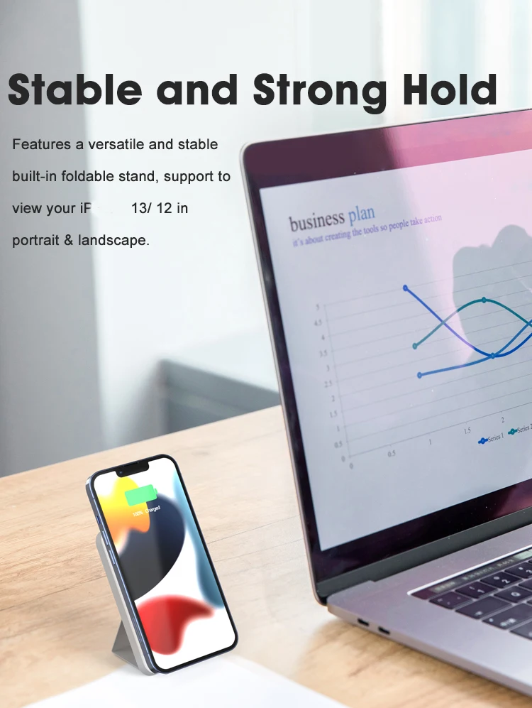 Магнитная Беспроводная 10000 мАч Быстрая зарядка Складная подставка USB-C внешний