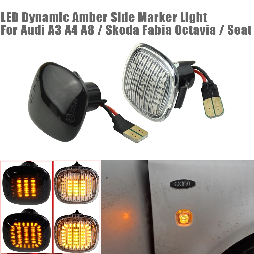 

2X No Error Amber Side Marker Turn Signal Lamp Light For SKODA Fabia 6Y 5J MK2 Octavia 1U A4 MK1 Rapid NH3 Roomster 5J Superb 3U