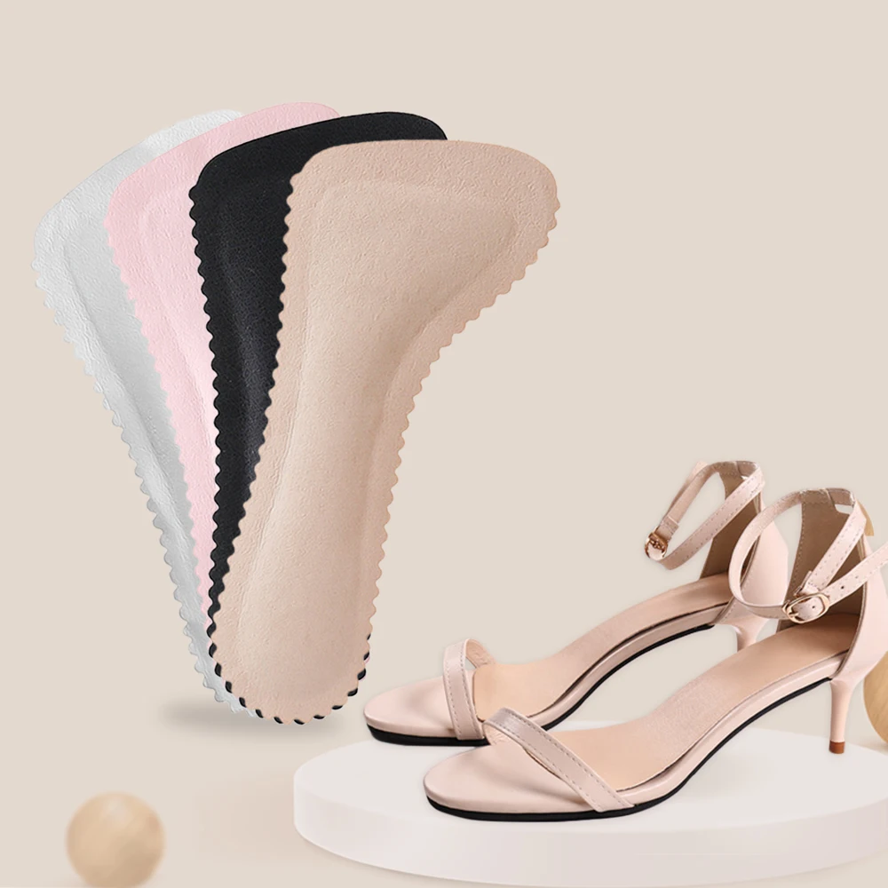 2Pcs Anti-Slip Sweat-absorbent Massage Insoles Seven-point Pad Leather Half Pad Women Feet High Heel Insoles Orthotics Tools