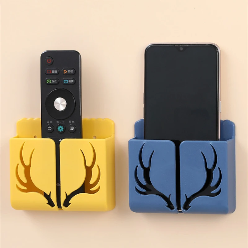 

Punch Free Wall Mounted Mobile Phone Charging Holder Remote Control Organizer Rack Home Multifunction Storage Hooks