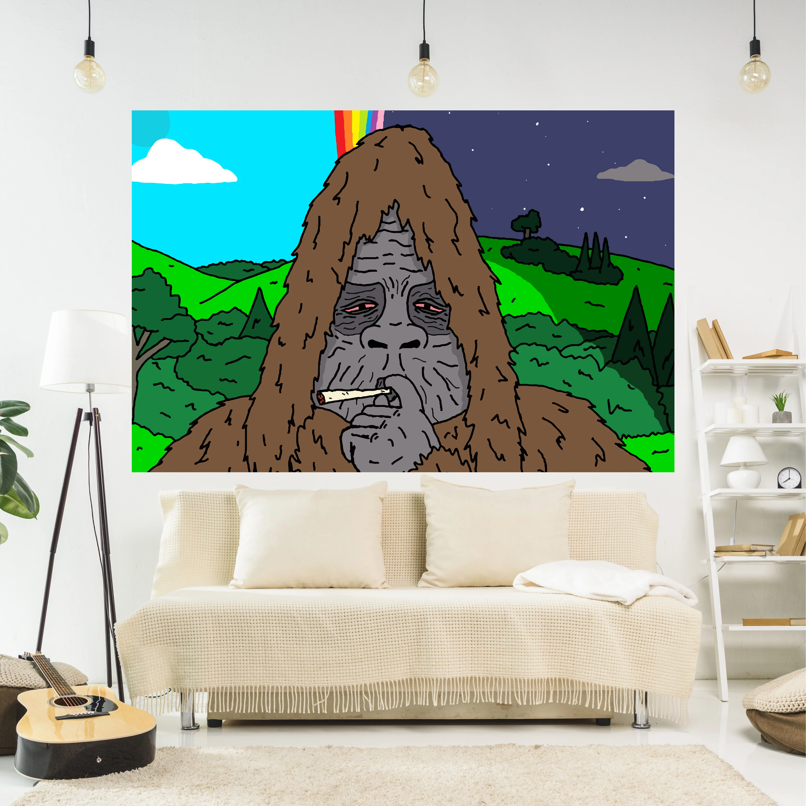 

Fun Show Tapestry Savage Smoking Style Memory Print Art Style Decorative Home Living Room Tapestry