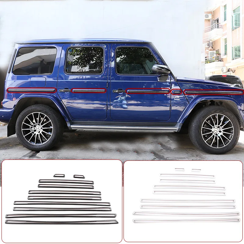 

10 Pcs/Set ABS Car Side Door Body Molding Strips Cover Trim For Mercedes Benz G Class W463 2019-2021 Car Exterior Accessories