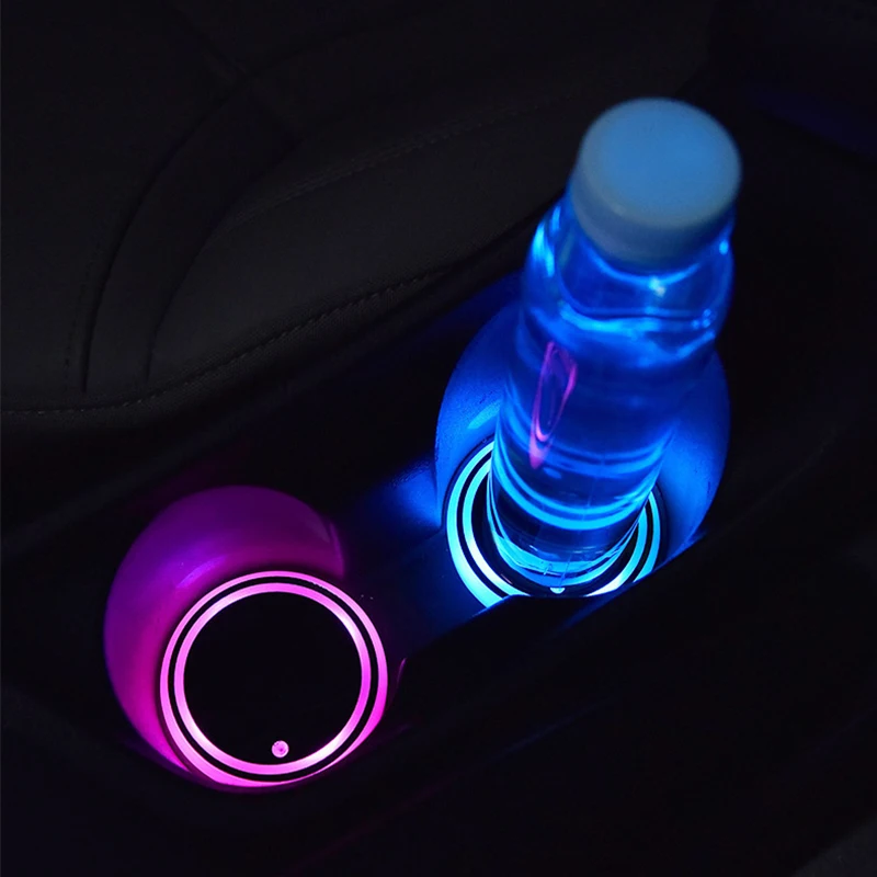 

Car LED Luminous Coasters Car Cup Holder Pads 7 Colors Atmosphere Backlight Lamp Light Auto Interior Decoration Accessories