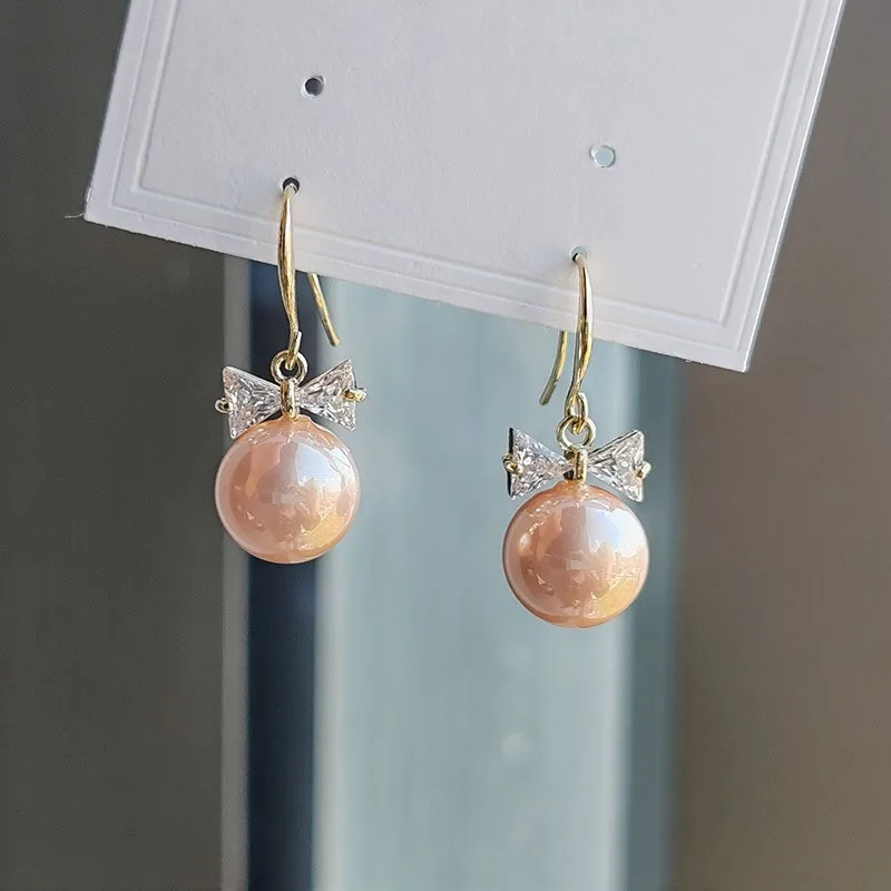 

New Versatile Cat'S Eye Stone Butterfly Pearl Pendant Earrings For Women'S Simple Fashion Earrings And Earrings