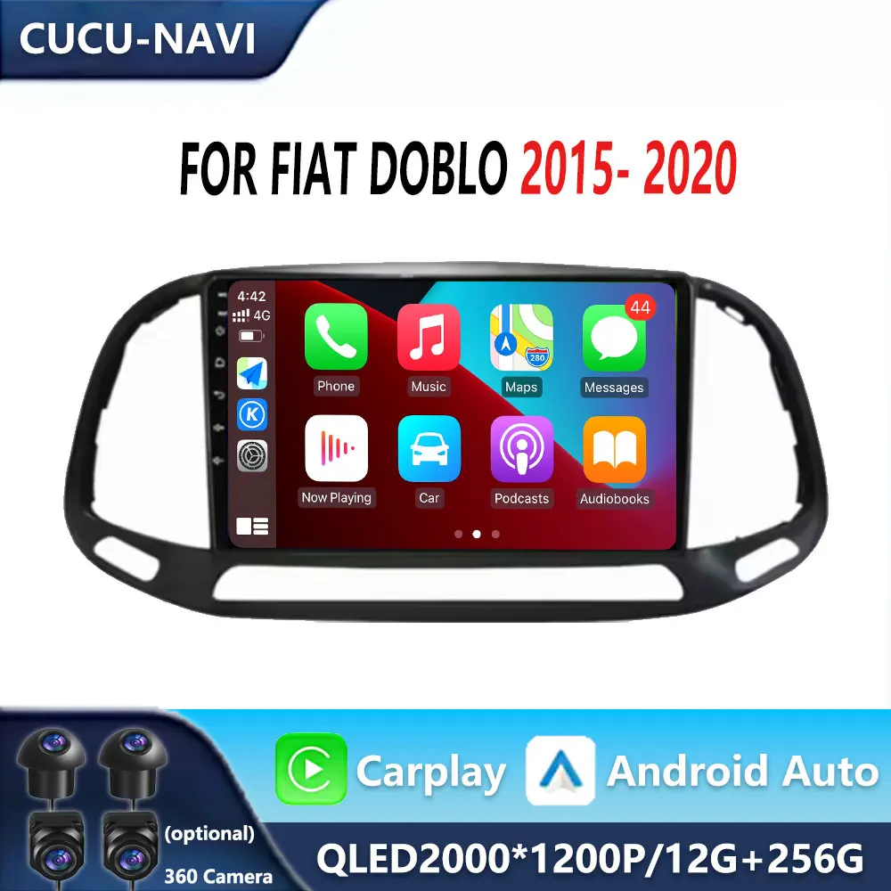 Автомагнитола для Fiat Doblo 2015-2020 4G WIFI Android Авто 9 дюймов Carplay авто мультимедийный