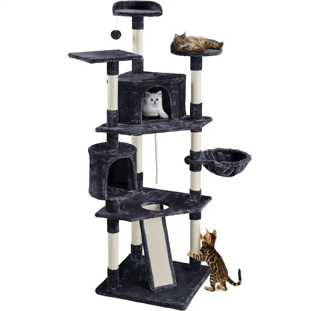 

79" Multilevel Large Tree Condo Tower, Black