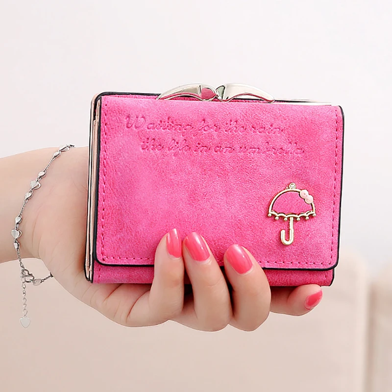 

Multifunction Clutch Coin Purse Women Small Bag Card Wallet With Money Clip Wallet Umbrella Frosted PU Leather Wallets For Women