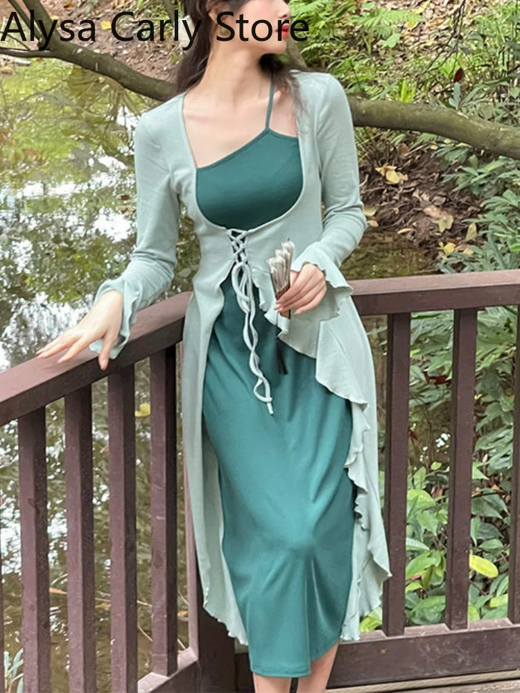 

2022 Summer Patchwork Vintage Fairy Dress Women Ruffles Designer Cusual Korean Party Midi Dresses Court Elegant Retro Y2k Dress