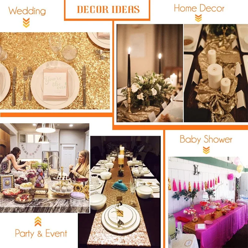 30x180 см блестящие скатерти для стола розовое золото блестящий чехол на свадьбу