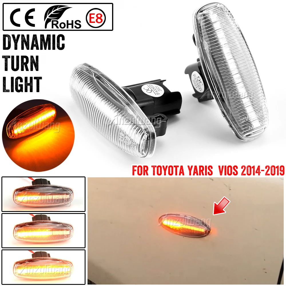 

Flowing Water Dynamic LED Turn Signal Side Marker Light For Toyota Yaris Vios Sequential Lamp 2014 2015 2016 2017 2018 2019