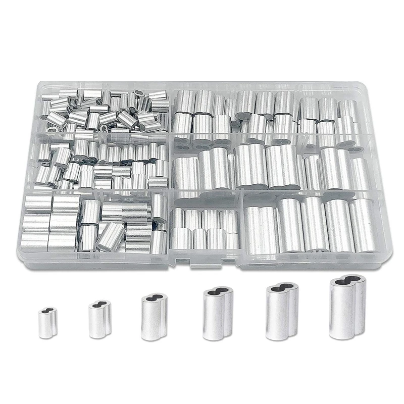 255 шт. 6 размеров обжимные кольцевые втулки набор двойных труб 1/16 дюйма 5/64 3/32 1/8 3/16