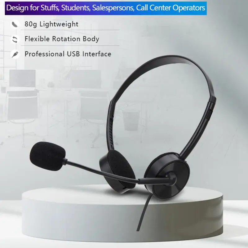 

Call Center Headset With Mic Service Headphone Telephone Wired Phone Headset Retractable Headband For Centre Traffic Computer