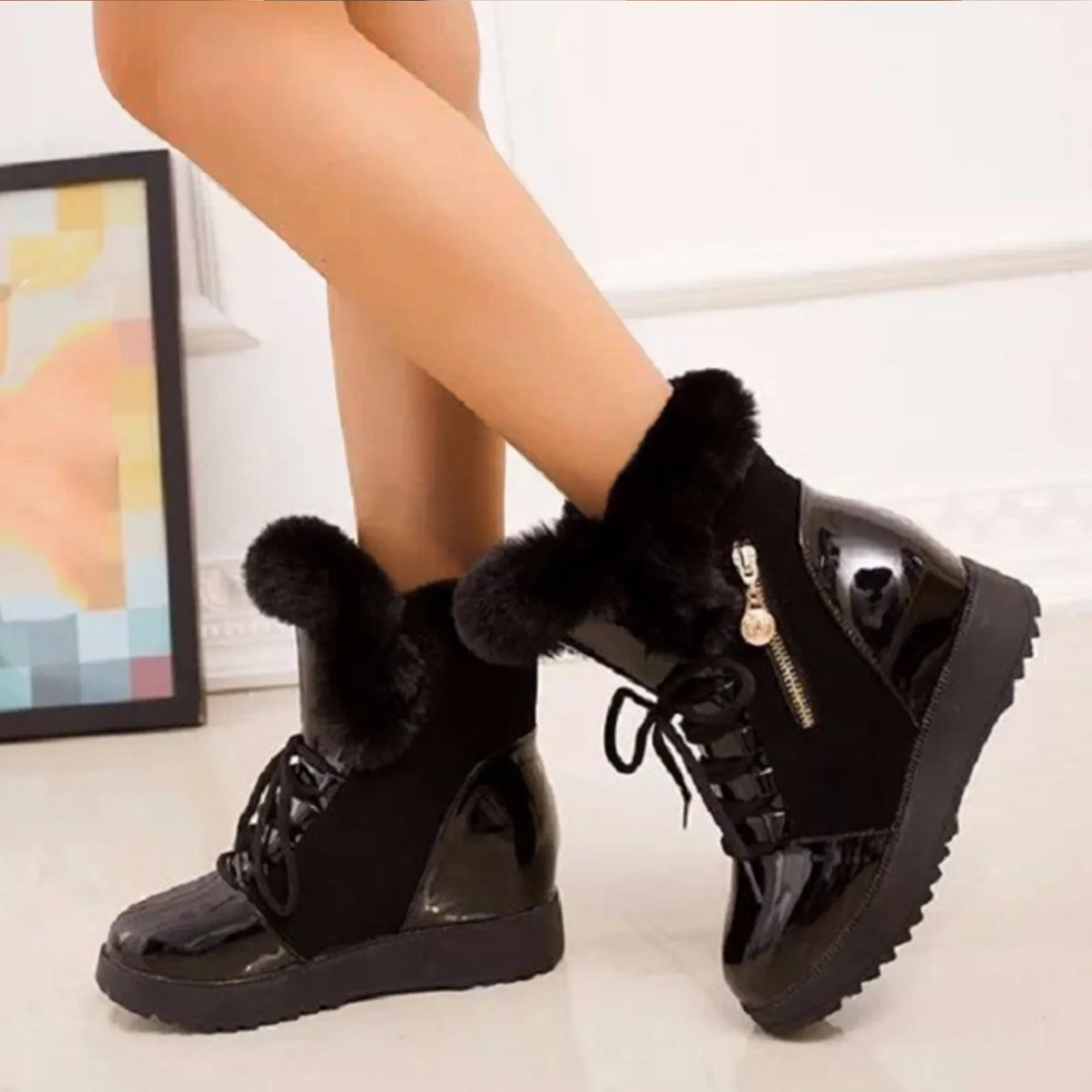 

Velvet h Cotton Boots Lace-Up Snow Warm Boots Women's Snow Boots Women 7 Snow Leopard Boots for Women Women Snow Boot