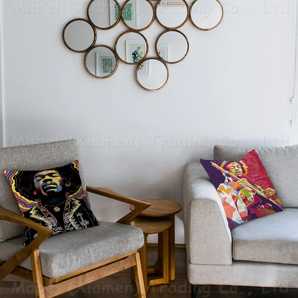 Jimi Hendrix Cushion Cover Car Throw Pillow Case For Sofa Christmas Gift 40x40cm 45x45cm