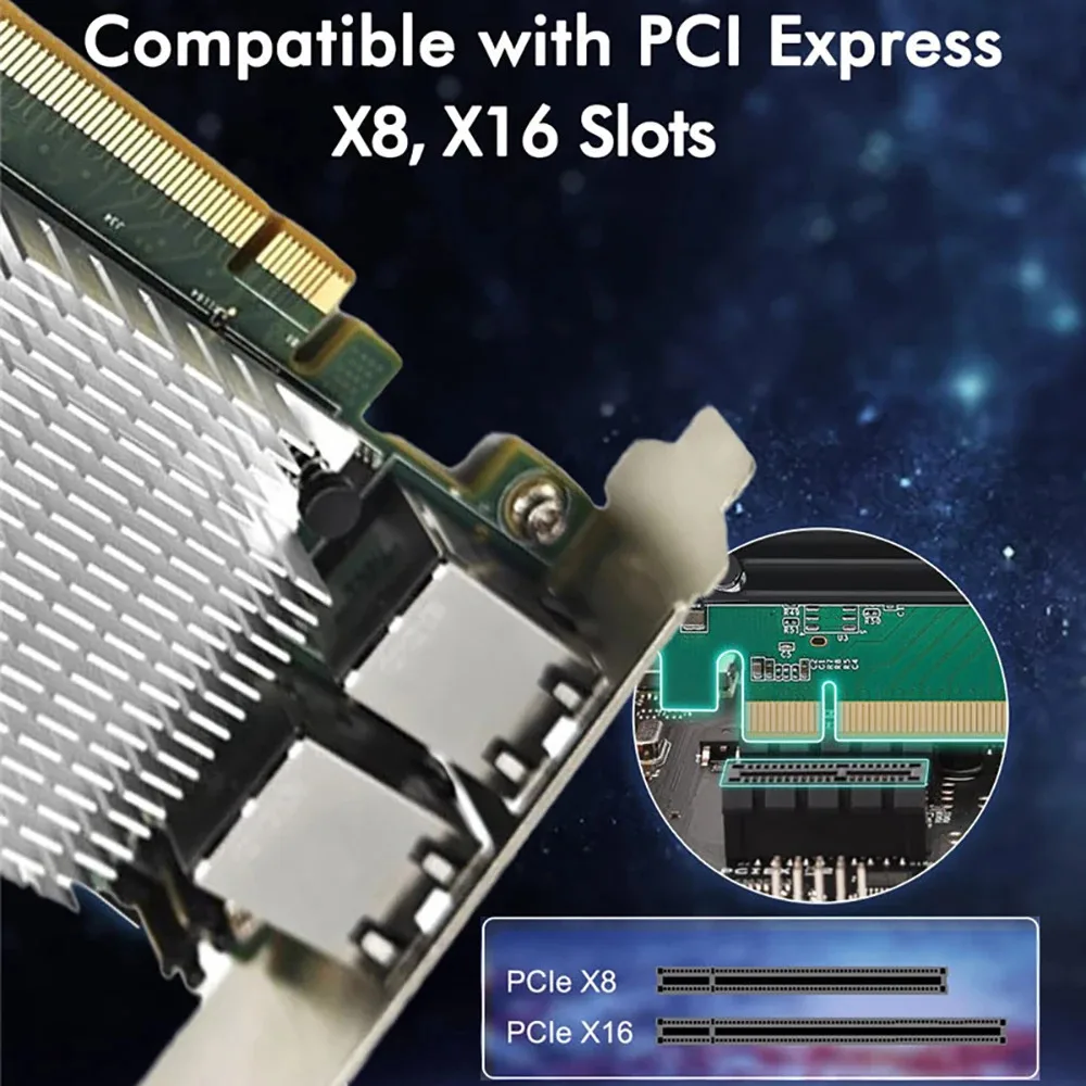 Фото Сетевая карта PCIE-RJ45 10 Гбит/с X540-T2, гигабитный Ethernet, PCI, два порта RJ45, адаптер Express LAN, 10000 Мбит/с, для настольных ПК, Win10/11 №3