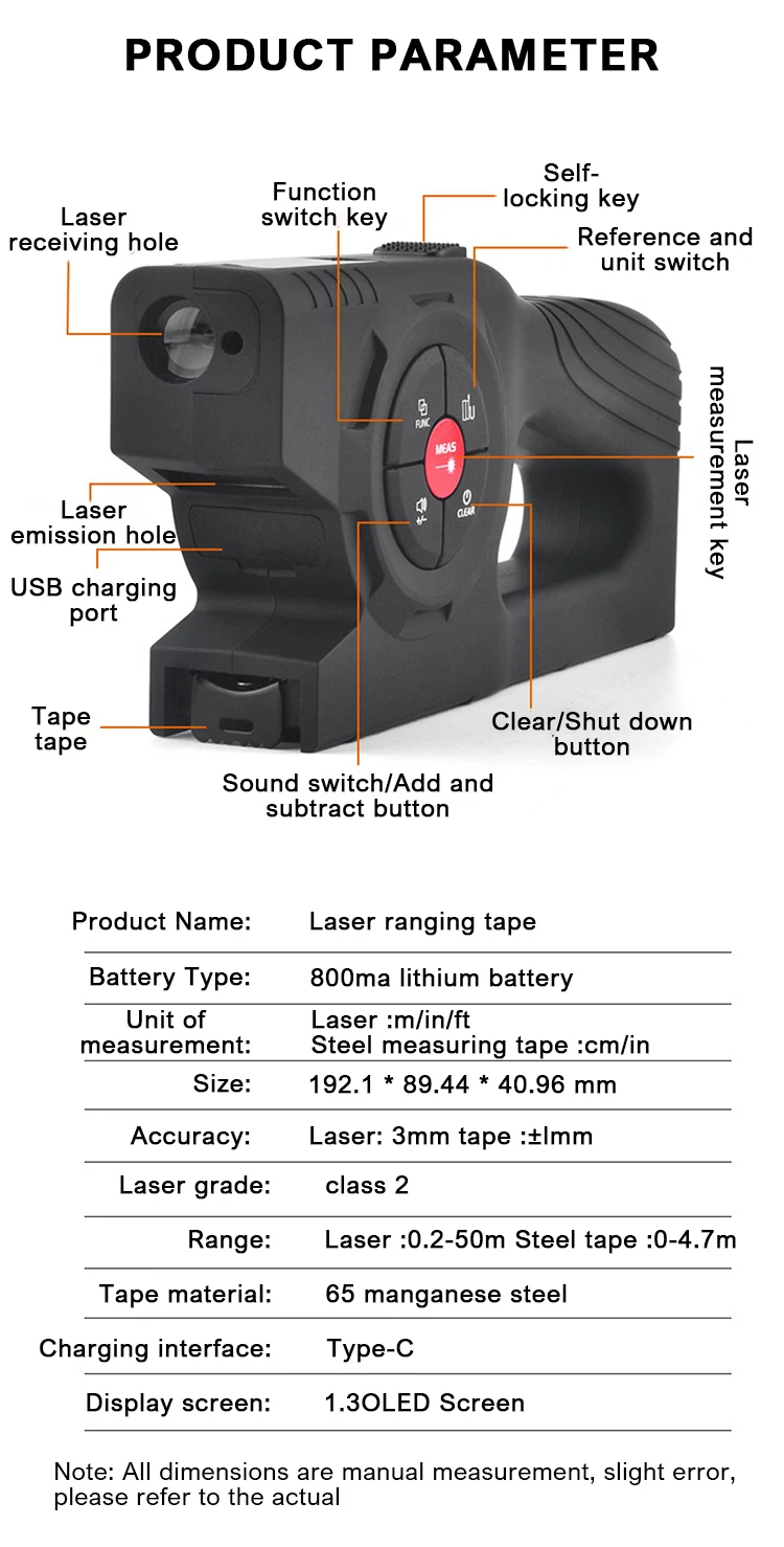 Цифровой лазерный дальномер лазерная рулетка три в одном интеллектуальная