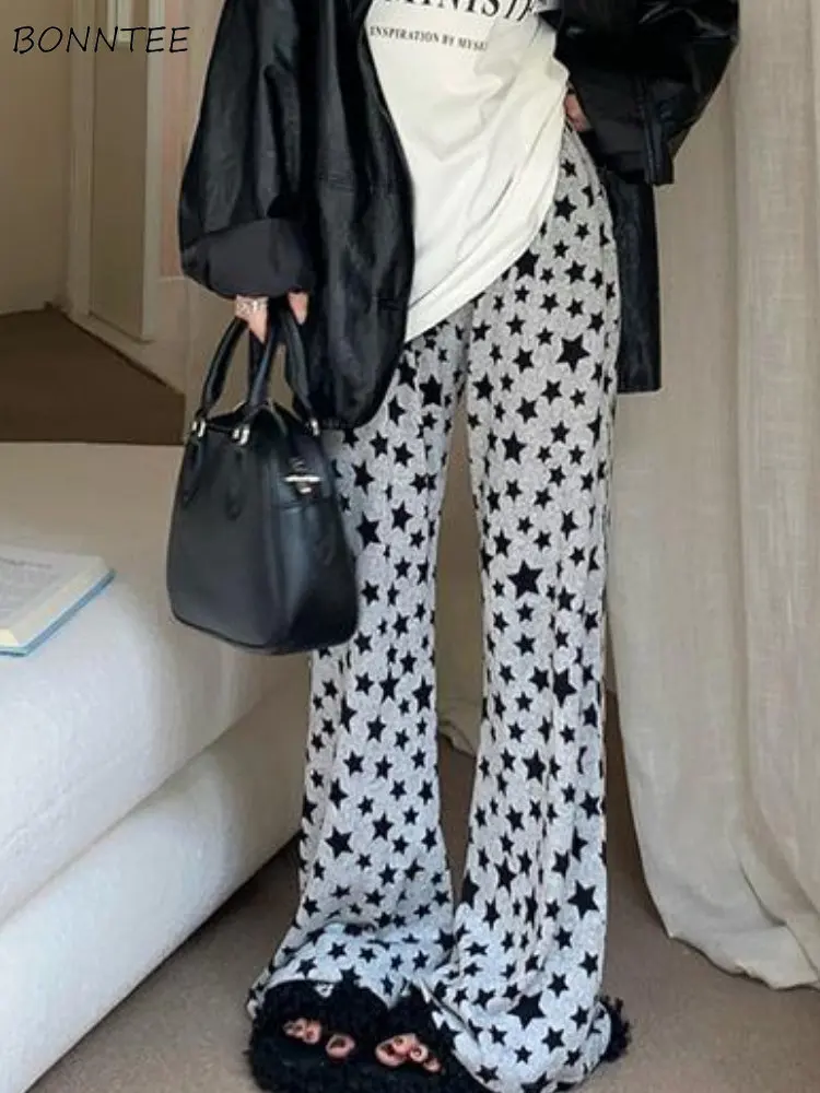 

Pants Women Grey Daily Korean Style High Wide Leg Tender Fashion Casual Spring Summer Stars Sweet All-match Soft All-match Loose