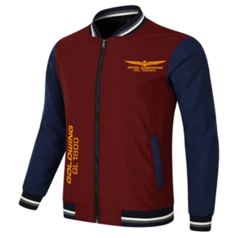 

2023 New Spring Autumn Men's Casual Sports Loose GOLDWING GL1800 Logo Zipper Baseball Jacket Man Thin Biker Coat W
