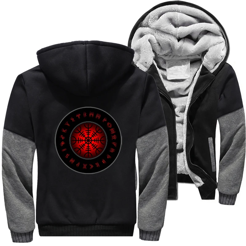 Vikings Odin Cool Punk Athelstan Valhalla Jackets Streetwear Hip Hop Thicken Winter Men Warm Fleece Sweatshirts Hoodies Coats