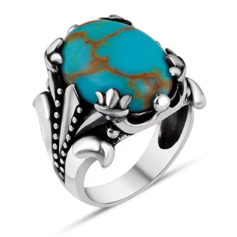 

Vintage Fashion Ring Set Green Turquoise Jewelry Ring for Women Men Party Jewelry Gift